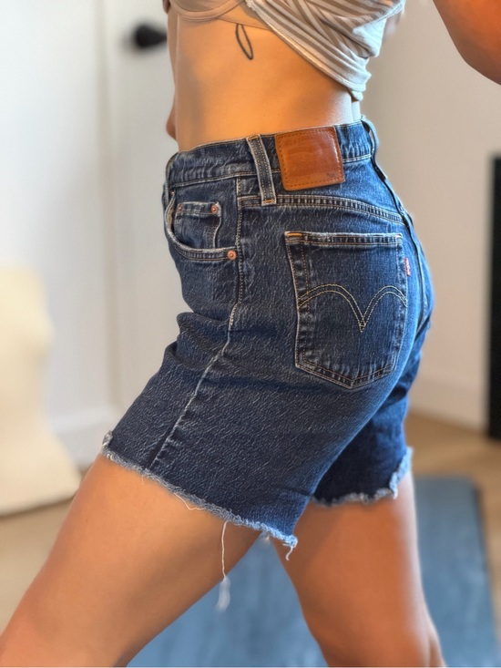 Levi's Pants - Levi's Indigo Raw-Hem High-Rise Denim Shorts
